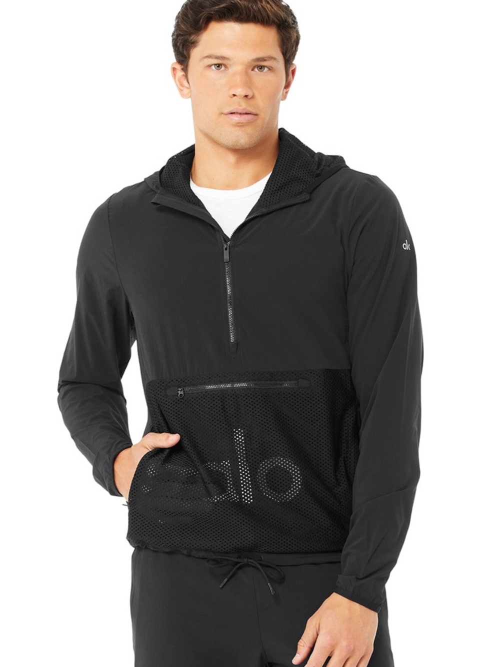 Alo Yoga Unisex Black Half-Zip Hooded Windbreaker jacket  (NWOT)